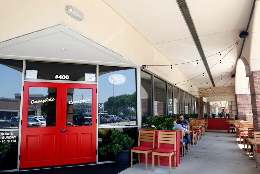 The outdoor eating area at the Campisi's restaurant in Plano, Texas on May 10, 2016. (Rose...