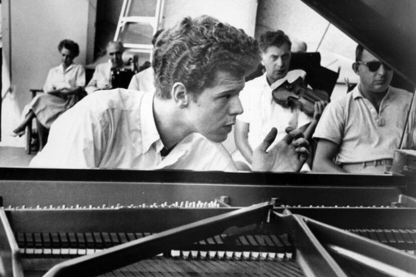 Van Cliburn rehearsing for a concert at the Hollywood Bowl in 1959.
