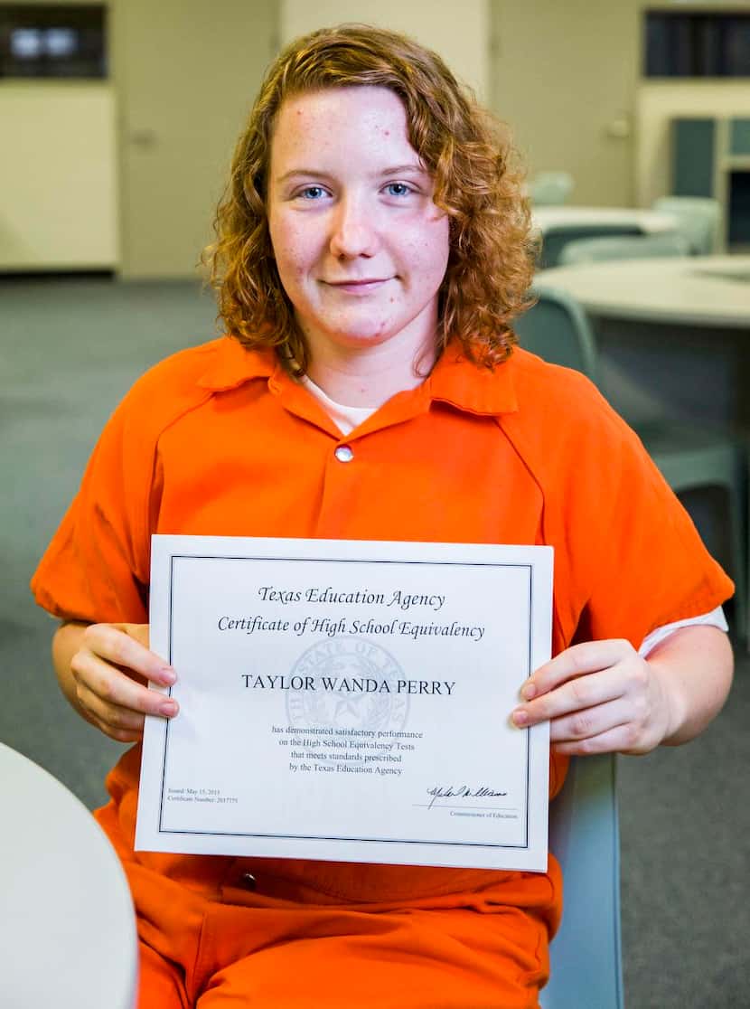 Taylor Perry,  19, received her GED certificate in a program offered by Collin County...