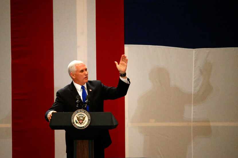 Vice President Mike Pence  makes a speech during the Dallas County Republican Party's Reagan...