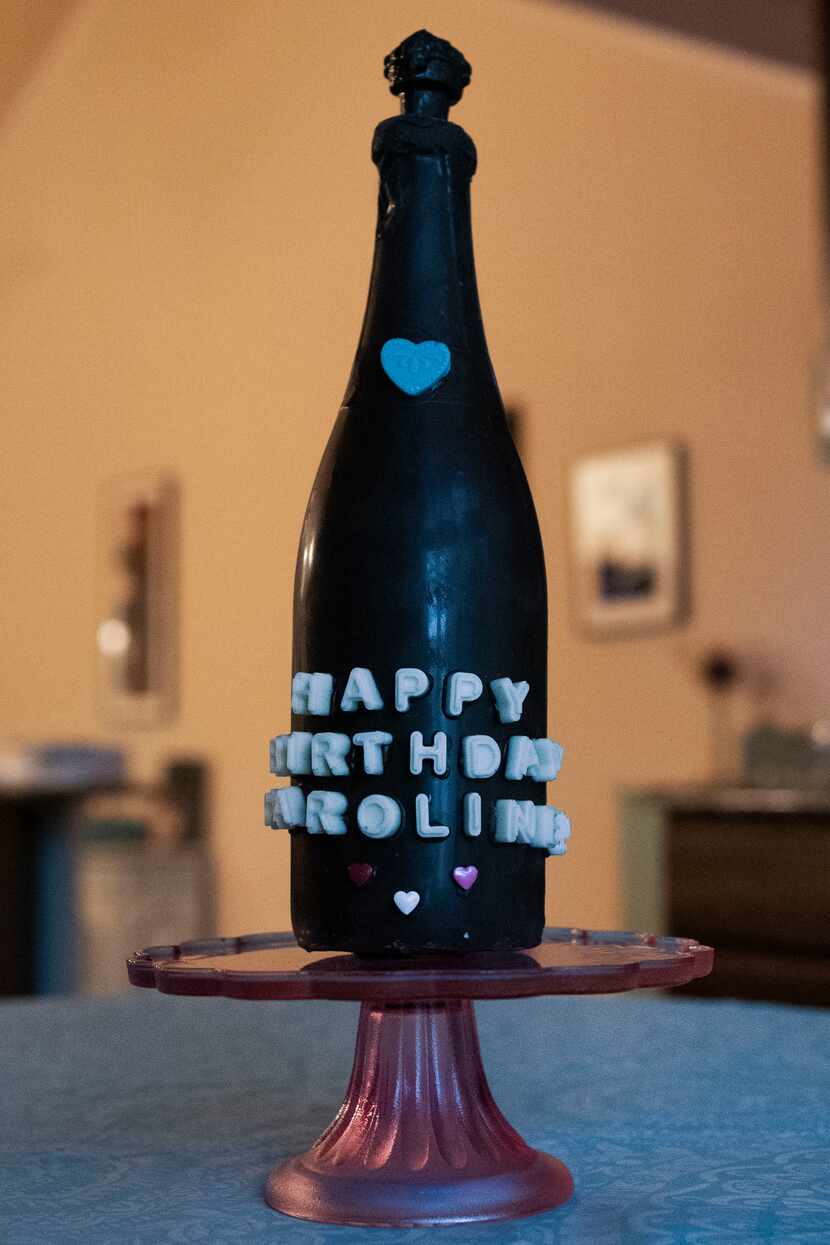 A chocolate wine bottle is one of the many items owner Jill Baethge, of Kaboom Chocolaka,...