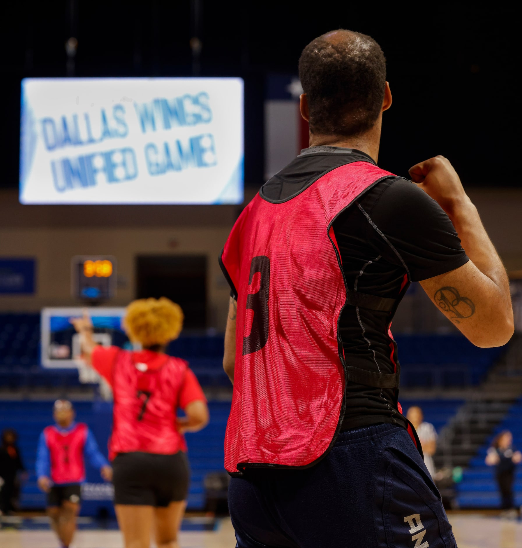 Team Marina’s Brian Bouyer (3) celebrates making a shot against Team Arike during the...