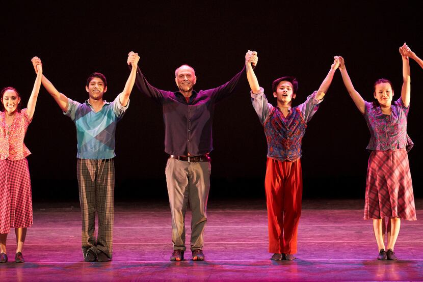Retiring SMU dance professor Danny Buraczeski (center) takes his bows at the end of the SMU...