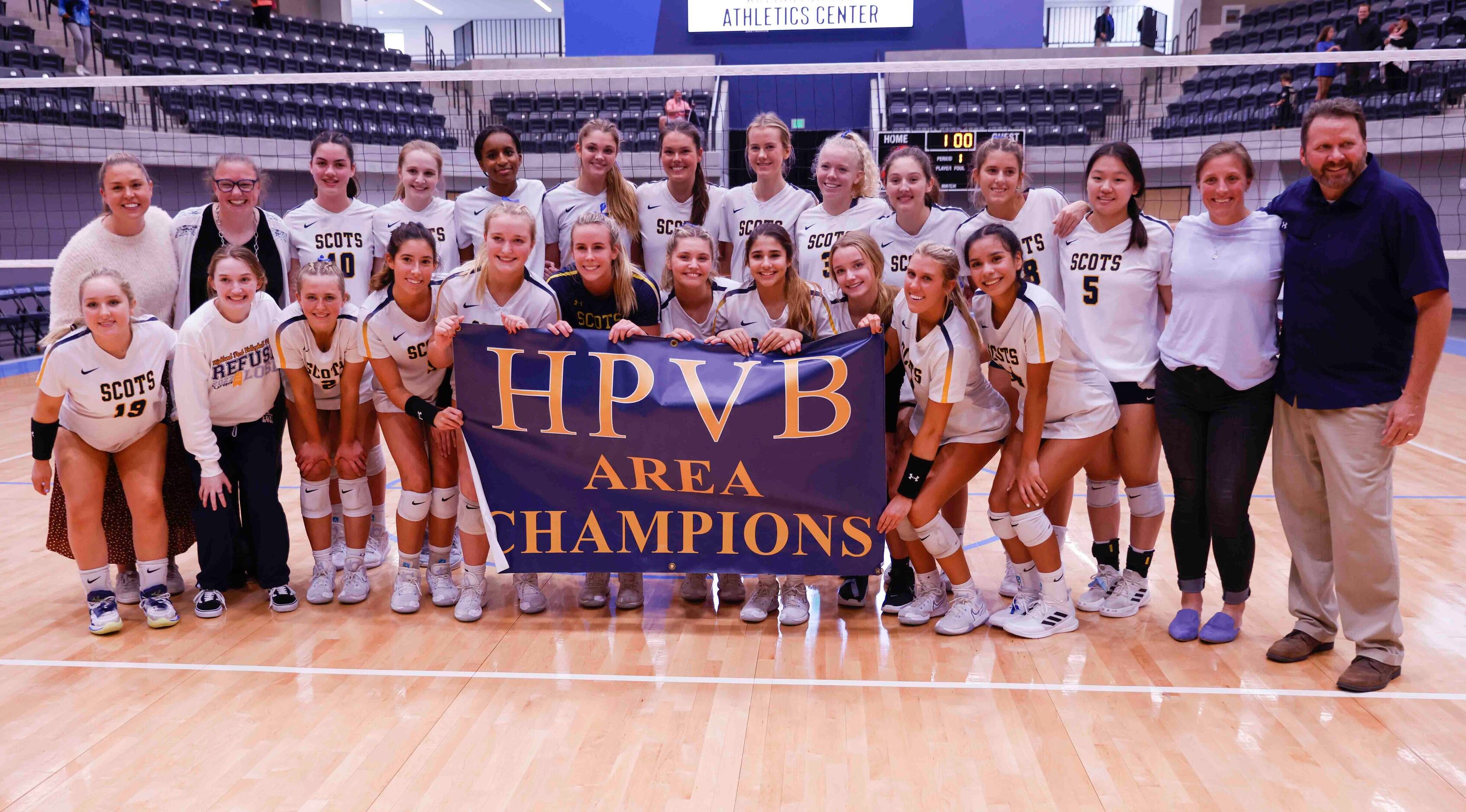 Highland Park players poses for a photo after winning against Flower Mound during a...