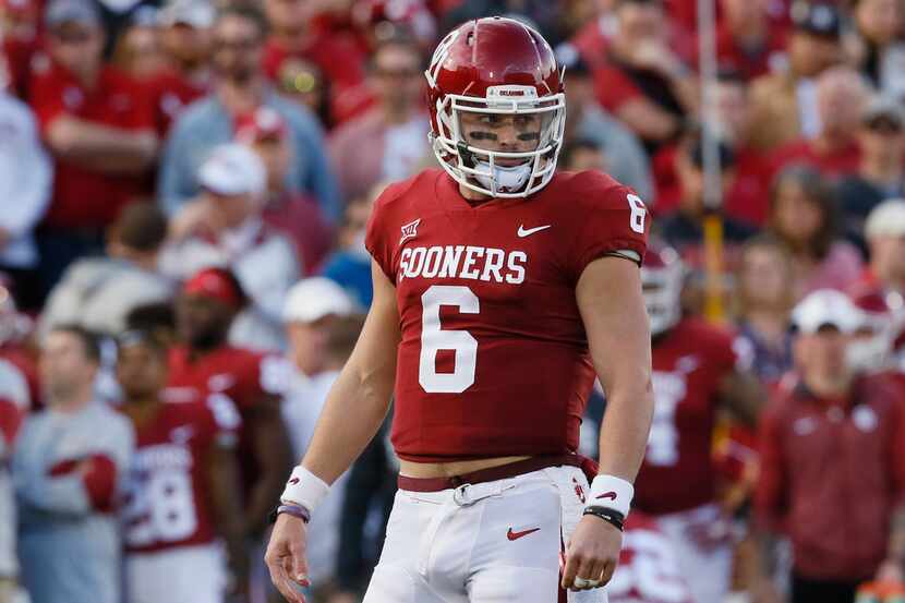 Oklahoma quarterback Baker Mayfield (6) during the second quarter of an NCAA college...