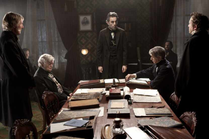 Daniel Day-Lewis, center rear, plays Abraham Lincoln, in the new  film, "Lincoln."