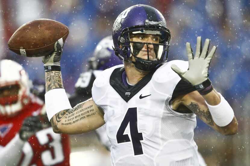 TCU Horned Frogs quarterback Casey Pachall (4) in play against SMU during the first quarter...