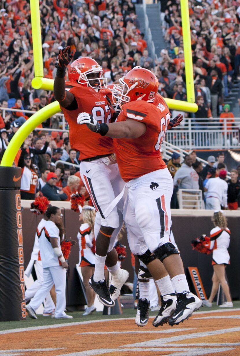 Nov 17, 2012; Stillwater OK, USA; Oklahoma State Cowboys wide receiver Isaiah Anderson (82)...