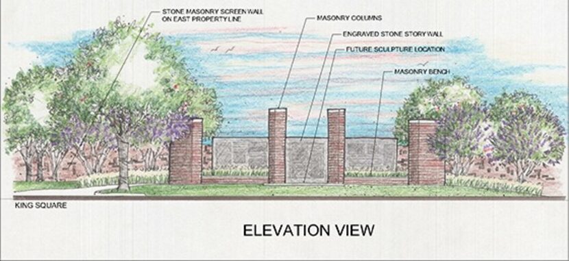 A rendering shows features at King Square Park in Irving, which will be completed this fall.