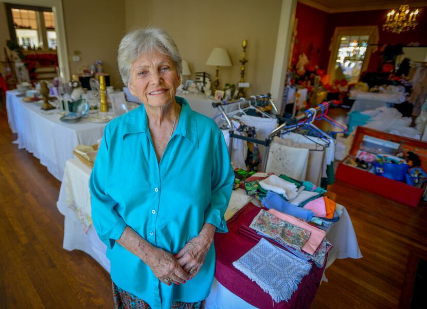Harryette Ehrhardt in her home on Swiss Avenue where she's in the middle of an estate sale...
