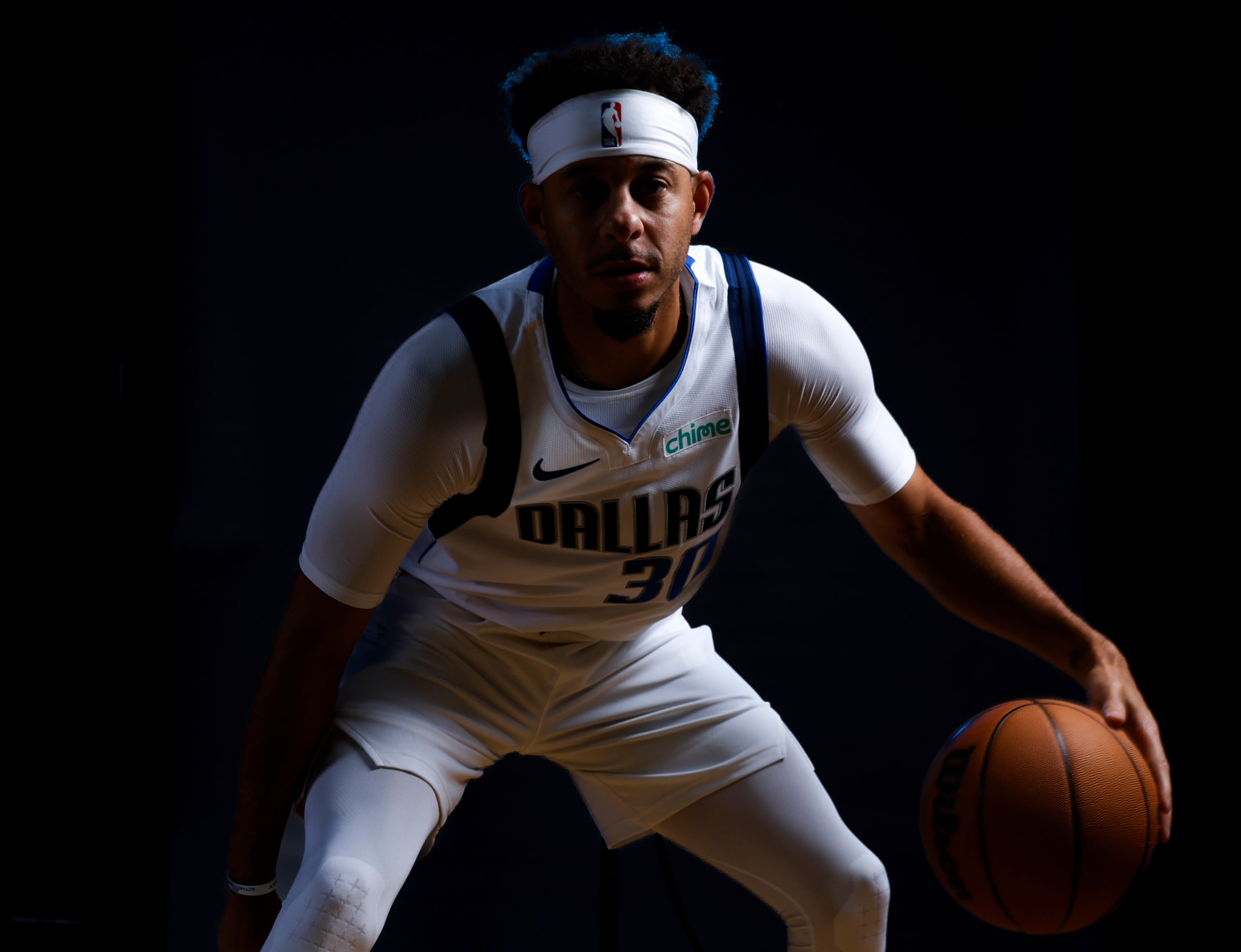 Dallas Mavericks’ Seth Curry poses for a photo during the media day on Friday, Sept. 29,...