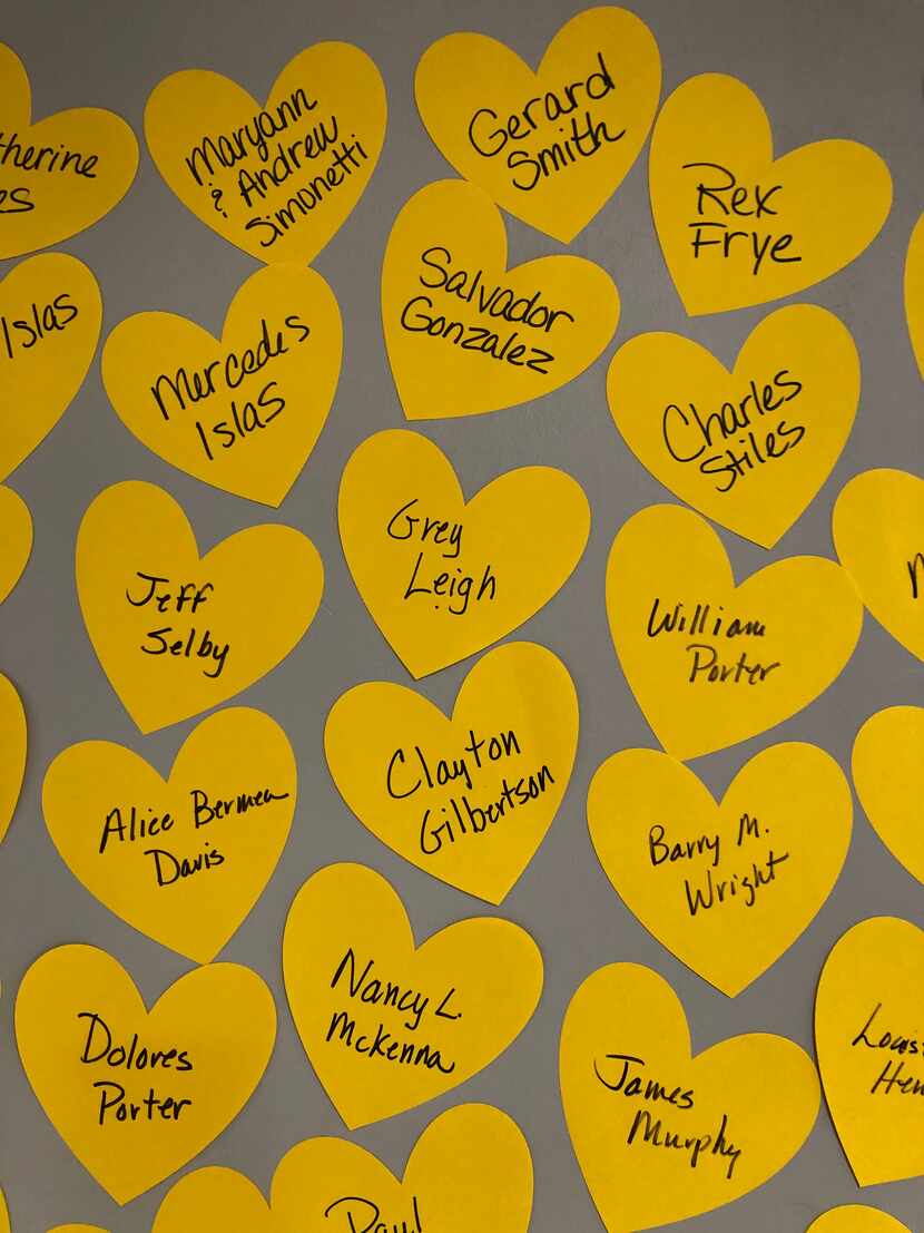 People are sending yellow hearts to recognize loved ones who have died from COVID-19.