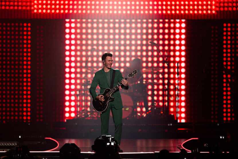 Kevin Jonas of Jonas Brothers performs at American Airlines Center in Dallas, Texas on...