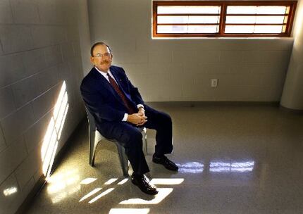 Collin County Sheriff Terry Box sits in one of the inmate meeting rooms inside the Collin...