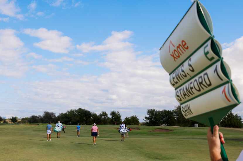 Players including Jenny Shin of South Korea (back left), Stacy Lewis (center) and Angela...