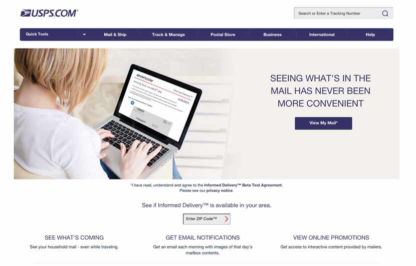 The Informed Delivery login page