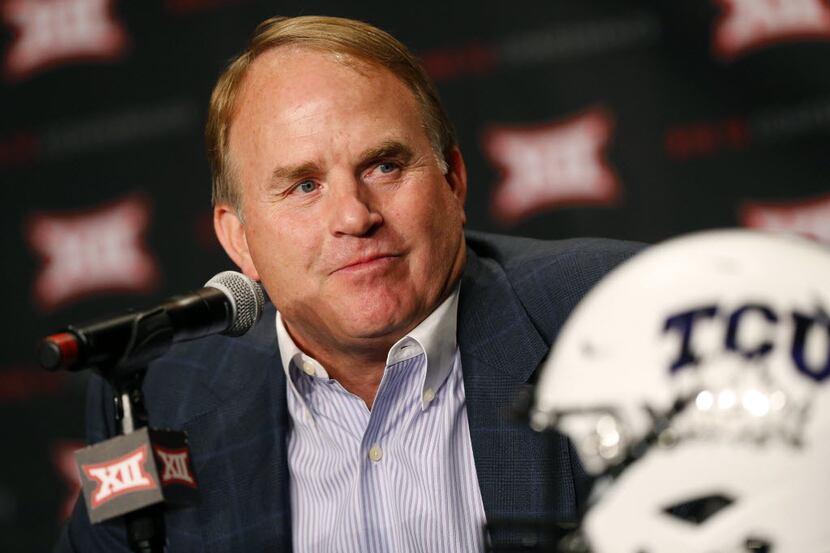 TCU head football coach Gary Patterson listens to a question from  the media assembled for...