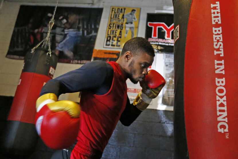 Local boxer Errol Spence Jr. is pictured while training at the Boxing Gym in Dallas, in...