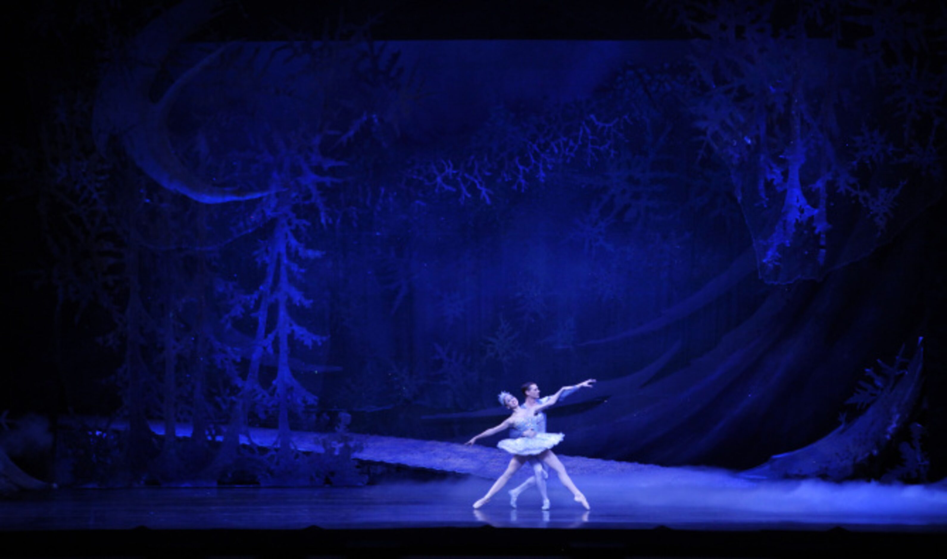 Snow Queen Betsy McBride and Snow Prince Carl Coomer in the opening act of Texas Ballet...