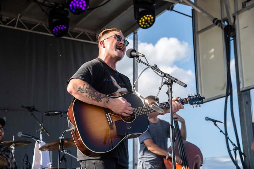 Zach Bryan performs at the Railbird Music Festival on Sunday, Aug. 29, 2021, in Lexington,...