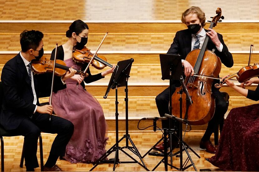 The Viano String Quartet performs at Lovers Lane United Methodist Church in Dallas on March...