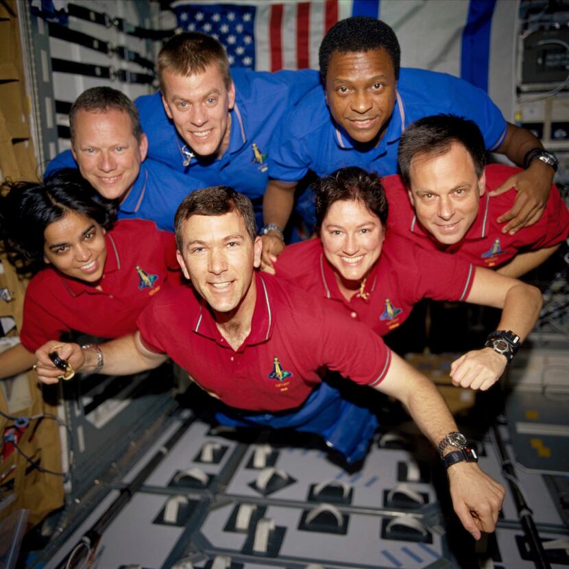 STS-107 crew members aboard the Space Shuttle Columbia. This picture was on a roll of...