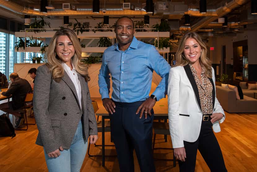 CounterFind founder and chairman Darren Woodson, center, with Rachel Aronson, left, vice...
