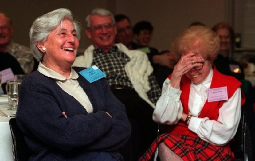 Isabelle Collora (left) and Leora Price laughed during a talk titled 'Sermiotic Expositions...