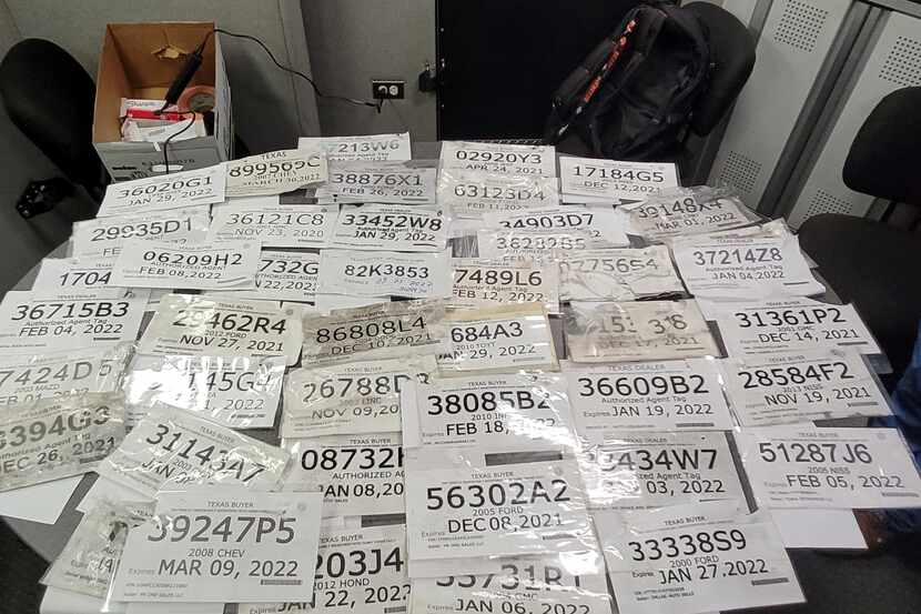 Dallas police seized 42 fake paper license plate tags and issued 49 citations Jan. 19, 2022,...