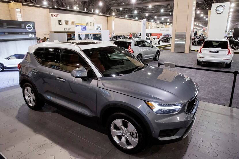 FILE- In this Jan. 26, 2018, file photo, a Volvo XC40 sits on display during a press preview...