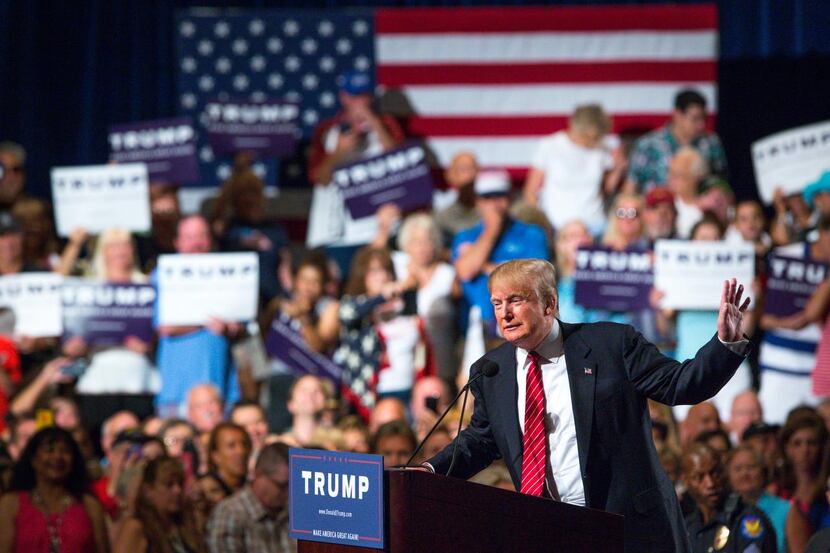 Republican presidential candidate  Donald Trump addressed supporters at a political rally in...