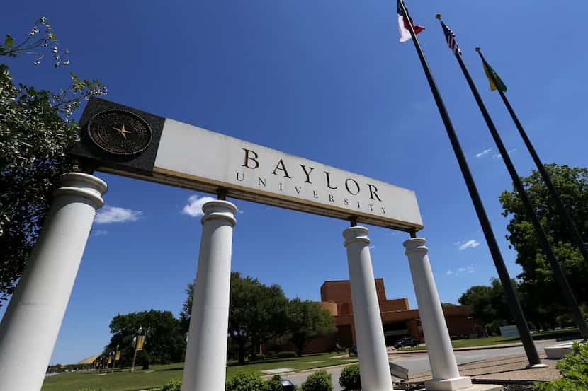 A sign of Baylor University is seen on South University Parks Drive in Waco, Texas, Tuesday,...