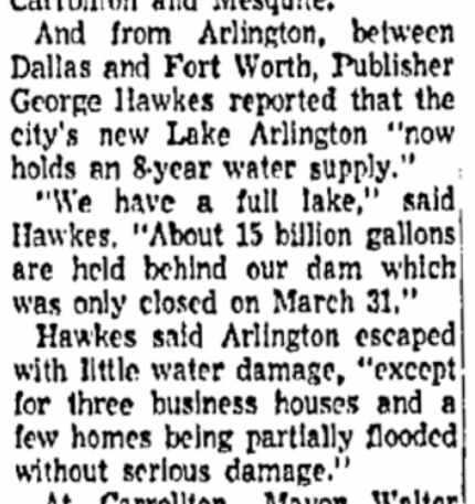In addition to the full lake, Arlington escaped with little flooding damage compared to its...