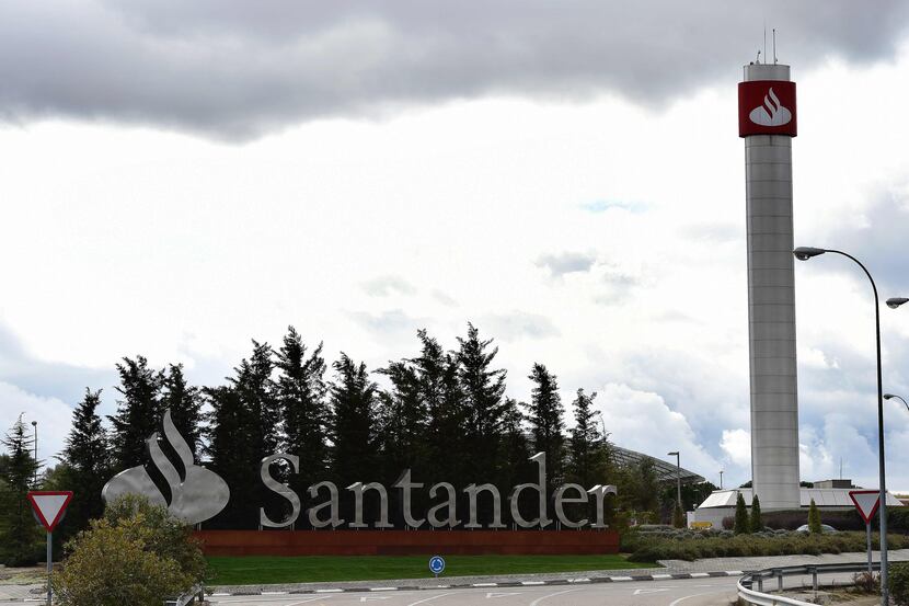  Santander Bank's financial city entrance in Madrid. (Javier Soriano/AFP/Getty Images)