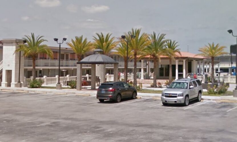 The pool area at the Clarion Inn in east Tampa, Fla.