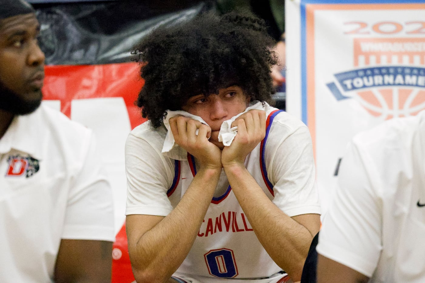 Duncanville forward Anthony Black (0) reacts after the Whataburger boys basketball...