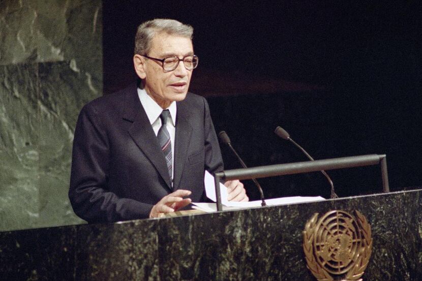
In this Tuesday, Dec. 31, 1991 file photo, Boutros Boutros-Ghali, then Deputy Foreign...