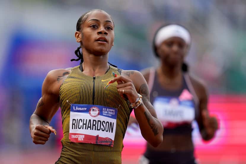 Sha'Carri Richardson wins a heat in the women's 200-meter run during the U.S. Track and...