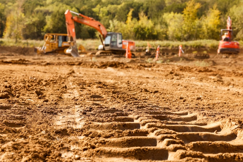 Construction continues on the visitor center at Palo Pinto Mountains State Park on Tuesday.