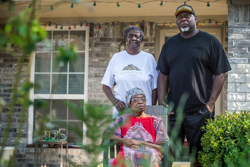 From top left, Gloria Johnson, James Hamilton and Pauline Hamilton, all of Dallas,  in front...