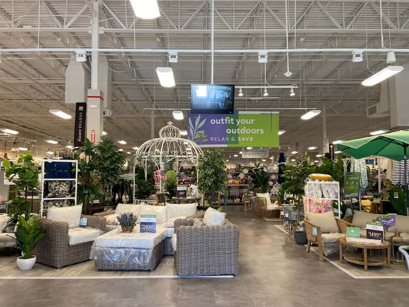 The entrance to the new Homesense store has merchandise focused on the patio and outdoor...