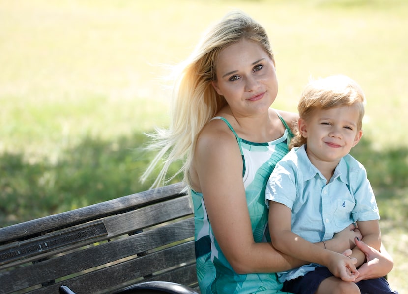 Kat Hargrove and her son Adam Smith, 3 pose for a portrait at Winfrey Point at White Rock...