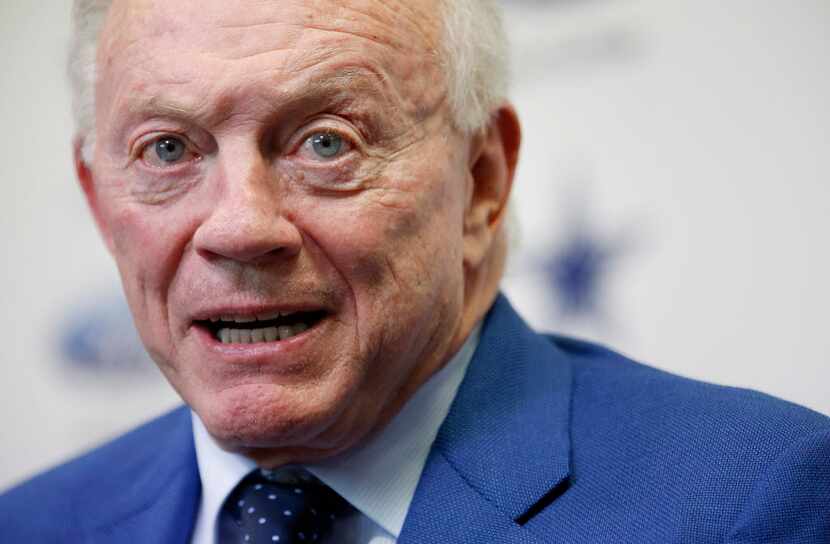 Dallas Cowboys owner Jerry Jones speaks during a press conference introducing former LSU...