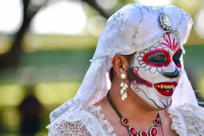 Devlyn Redd wore Día de Los Muertos-style face paint for a 2017 Texas Latino Pride...