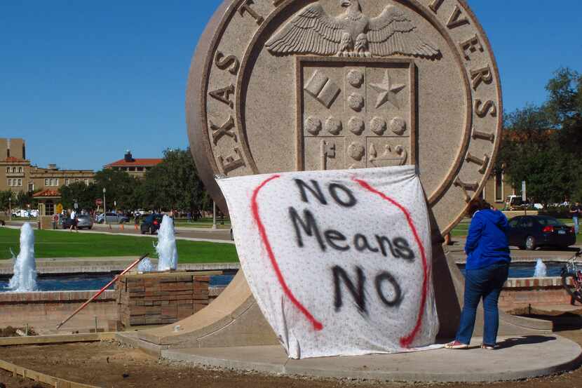 A 2014 awareness campaign at Texas Tech in Lubbock regarding campus sexual assault included...
