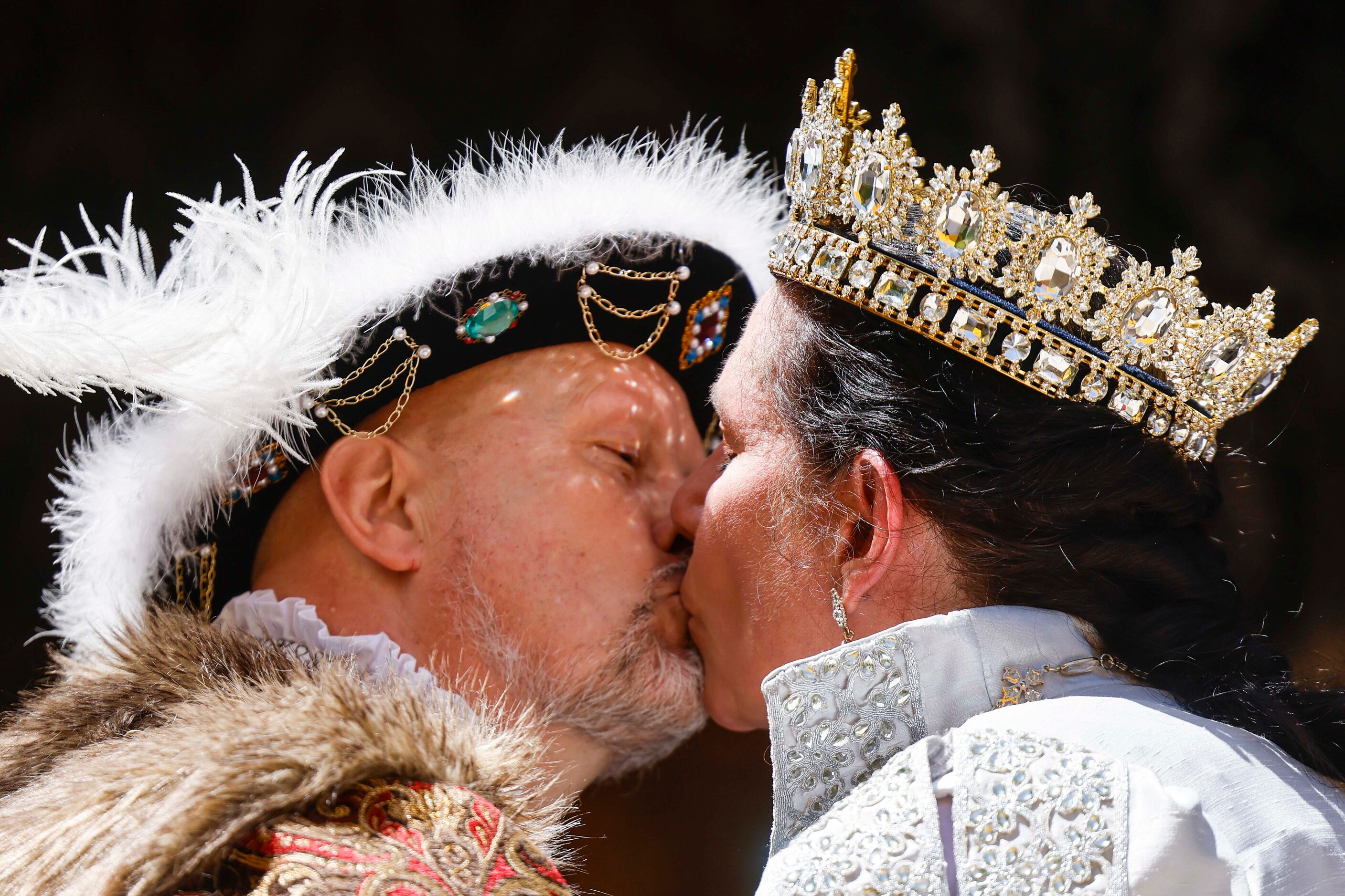 Mick Moreau (left), playing King Henry VIII, and Janna Zepp, playing Queen Catherine Parr...