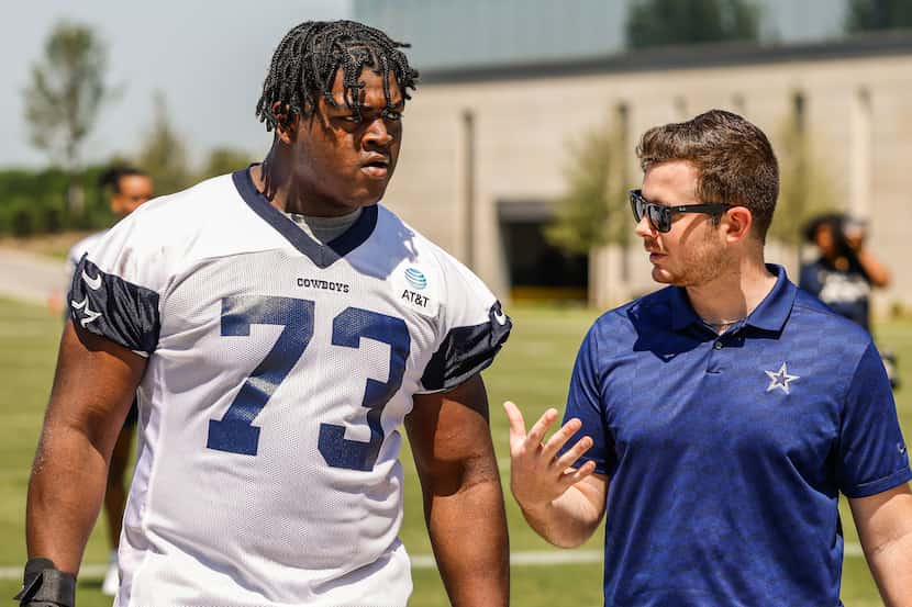 Dallas Cowboys offensive tackle (73) Tyler Smith with Bronte Hermesmeyer, public relations...