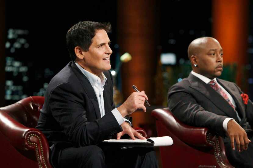 
Mark Cuban, left, on an episode of "Shark Tank" in an undated handout photo. The show is...
