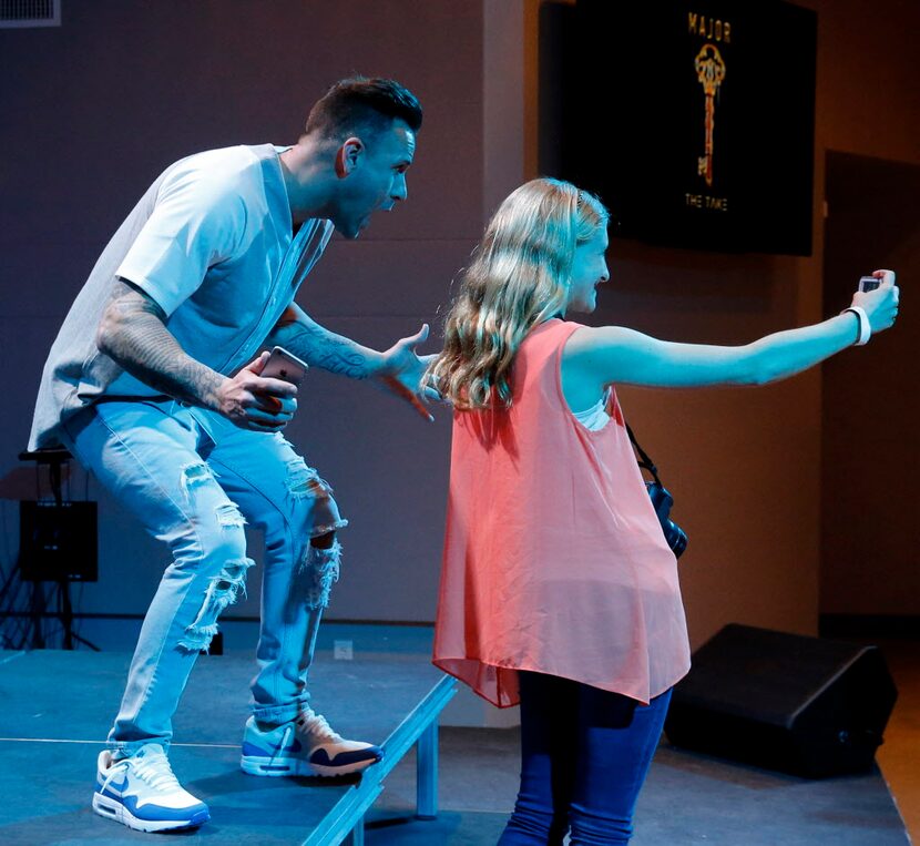 Lauren Stolle, 16 of East Bernard, TX takes a selfie with Landon Pickering, student pastor...