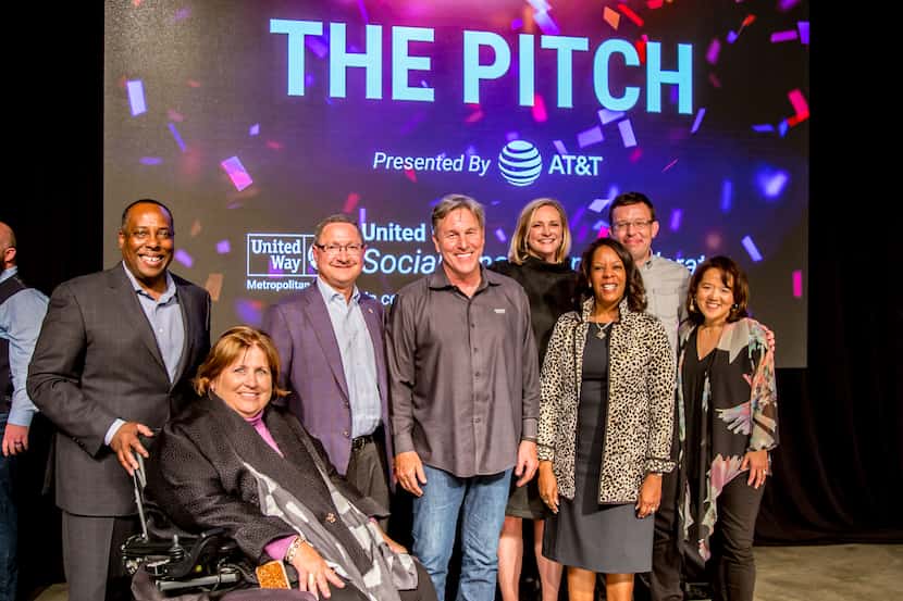 Anne Chow (far right) emceed United Way of Metropolitan Dallas' "The Pitch" in April 2019, a...